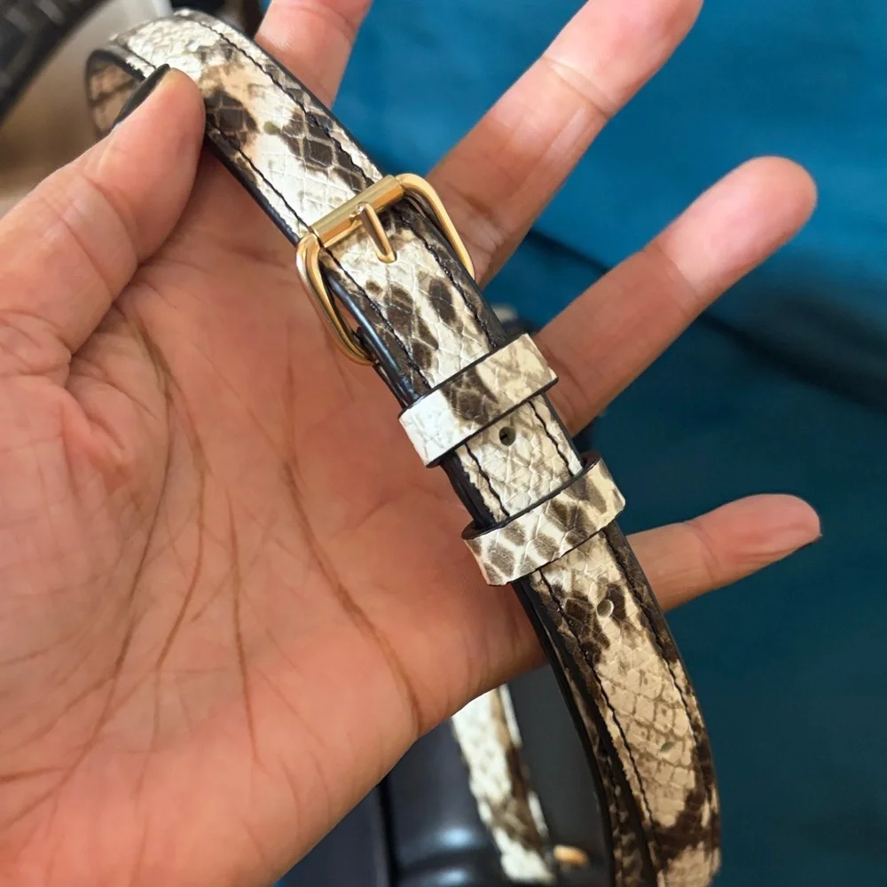 Coach Black Crossbody Bag with Gold and Snakeskin Straps - Picture 7 of 8